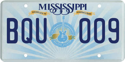 MS license plate BQU009