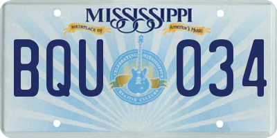 MS license plate BQU034