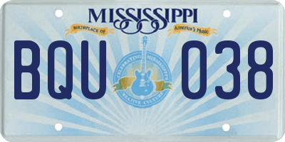 MS license plate BQU038