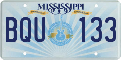MS license plate BQU133