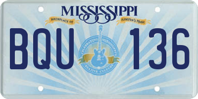 MS license plate BQU136