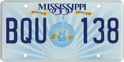 MS license plate BQU138
