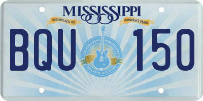 MS license plate BQU150