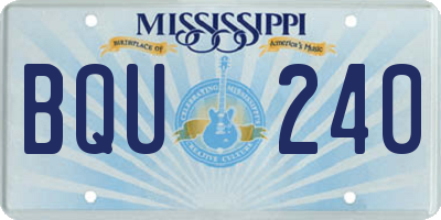 MS license plate BQU240