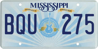 MS license plate BQU275