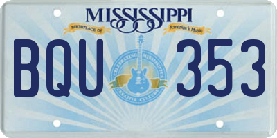 MS license plate BQU353