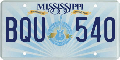 MS license plate BQU540