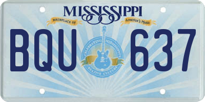 MS license plate BQU637
