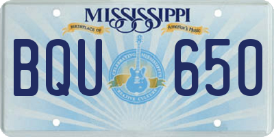 MS license plate BQU650