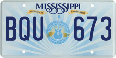 MS license plate BQU673
