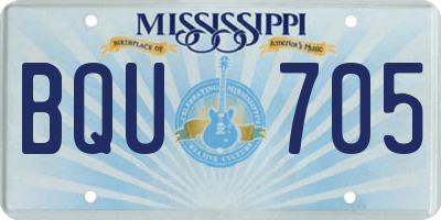 MS license plate BQU705