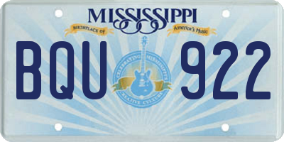 MS license plate BQU922