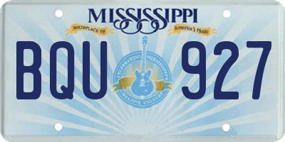 MS license plate BQU927
