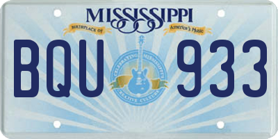 MS license plate BQU933