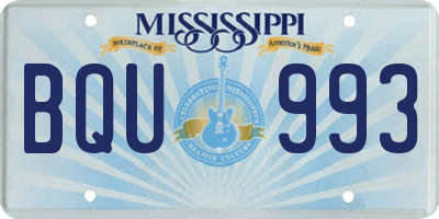 MS license plate BQU993