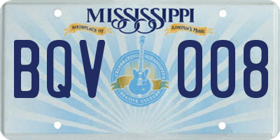 MS license plate BQV008
