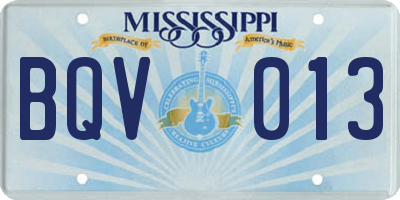 MS license plate BQV013