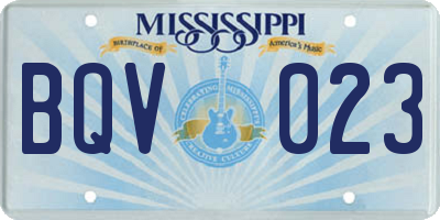 MS license plate BQV023