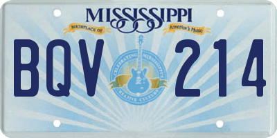 MS license plate BQV214
