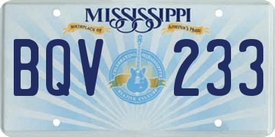 MS license plate BQV233
