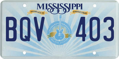 MS license plate BQV403