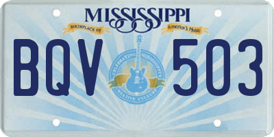 MS license plate BQV503