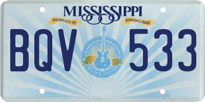 MS license plate BQV533