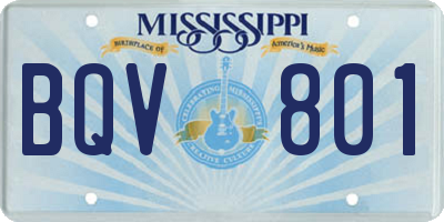 MS license plate BQV801