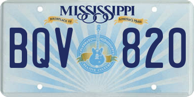 MS license plate BQV820