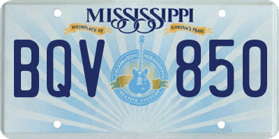 MS license plate BQV850