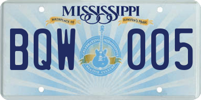 MS license plate BQW005