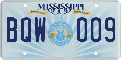 MS license plate BQW009
