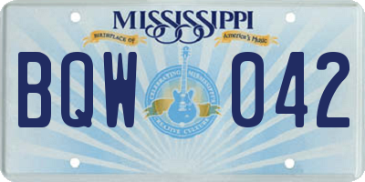 MS license plate BQW042