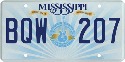 MS license plate BQW207