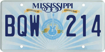 MS license plate BQW214