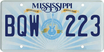 MS license plate BQW223