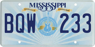 MS license plate BQW233