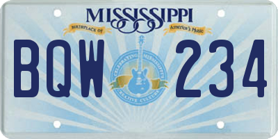 MS license plate BQW234
