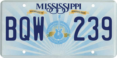 MS license plate BQW239