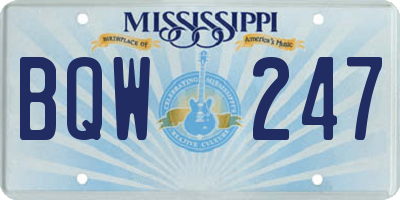 MS license plate BQW247