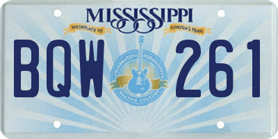 MS license plate BQW261