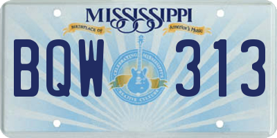 MS license plate BQW313