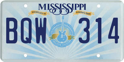 MS license plate BQW314