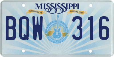 MS license plate BQW316