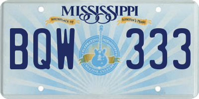 MS license plate BQW333