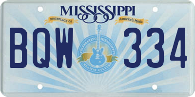 MS license plate BQW334