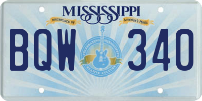 MS license plate BQW340