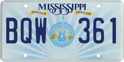 MS license plate BQW361