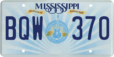 MS license plate BQW370