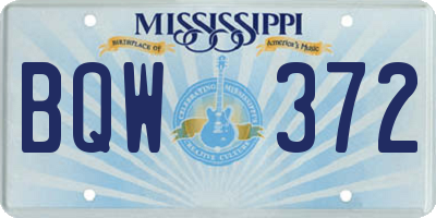 MS license plate BQW372